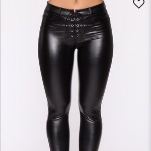 Fashion Nova Lace-up Leather Pants